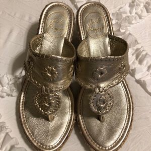 Jack Rogers Gold Wedges